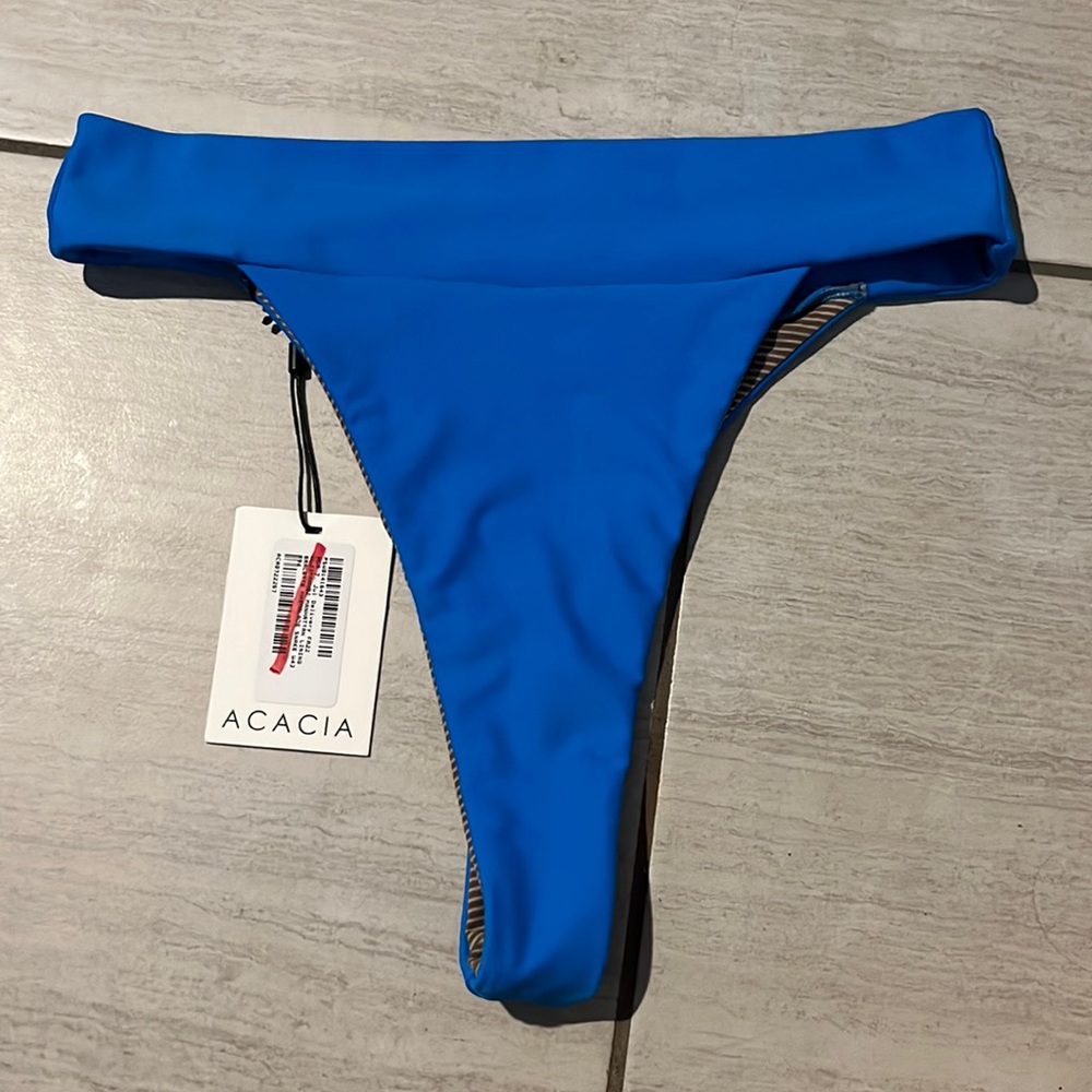 NWT Acacia Swimwear Blue Mateo Bikini Bottoms.